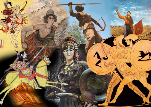 women warriors from Japan, Turkey, Burkina Faso, Argentina, Ukraine, Central Asia, and Kiowa Country