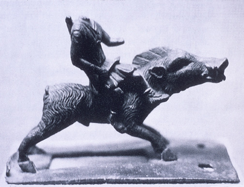 rider on boar in bronze