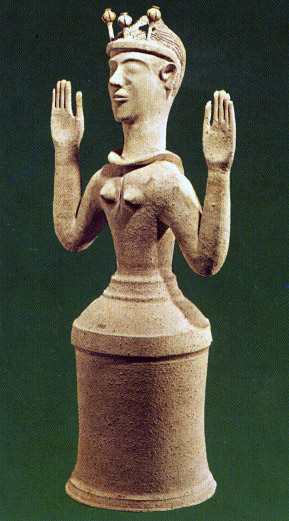 ceramic godess with poppy crown