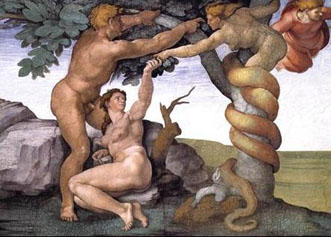 Serpent of Eden as a Goddess. Michaelangelo, Sistine Chapel